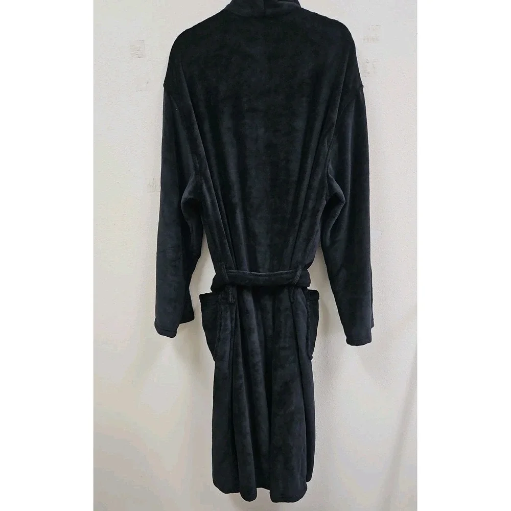 RALPH LAUREN Big Polo Pony Plush Velour Bath Robe Black L/XL NWT